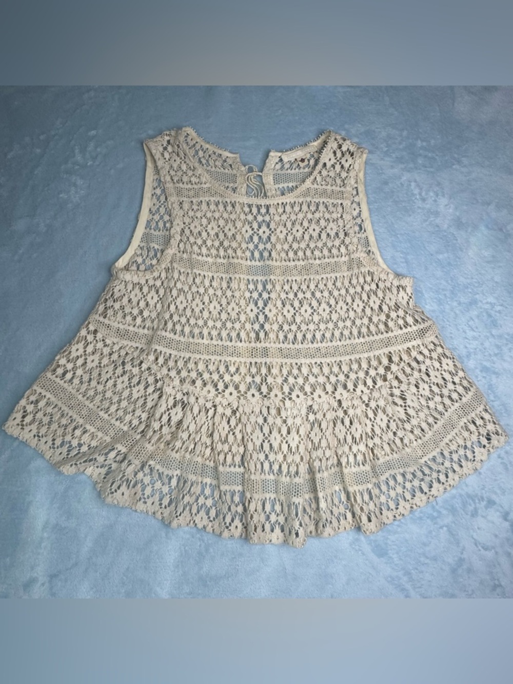 Burning Torch Upcycled Crochet Lace Tie Back sleeveless Top Size XS